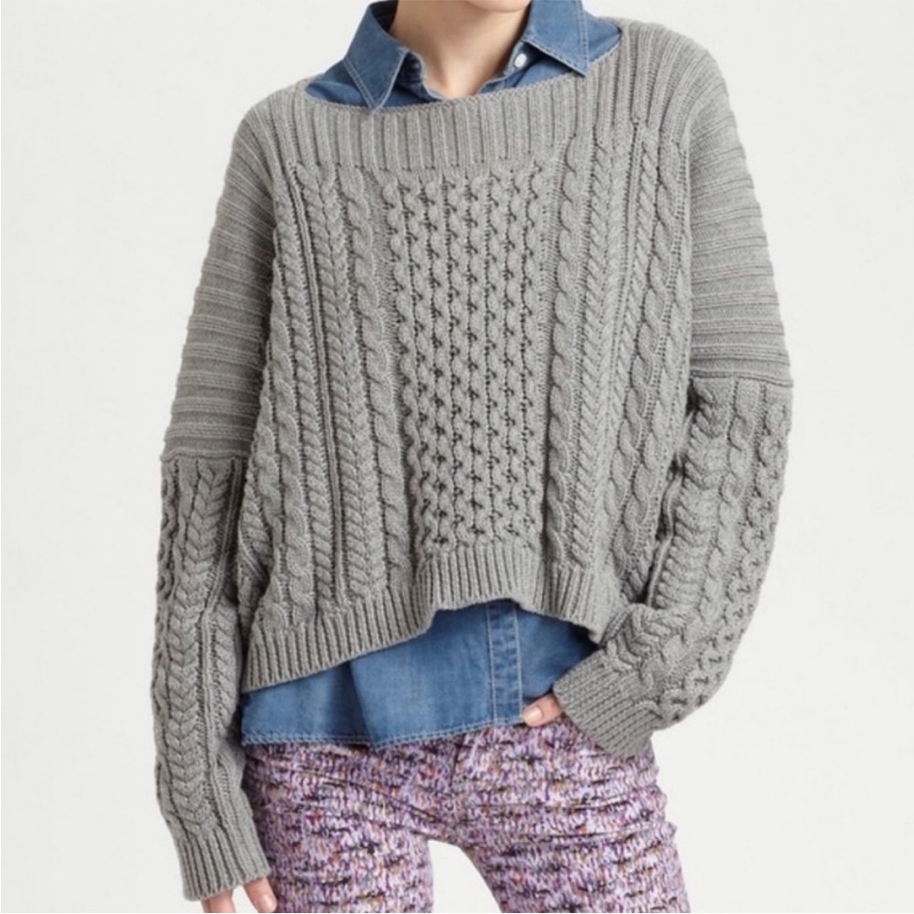 Marc By Marc Jacobs Gray Cable Knit Sweater